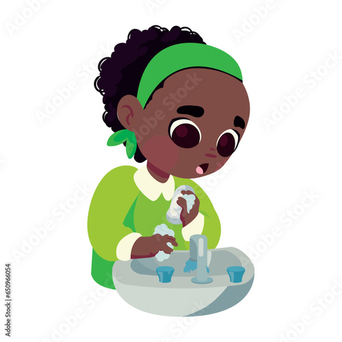 kid washing hands illustration