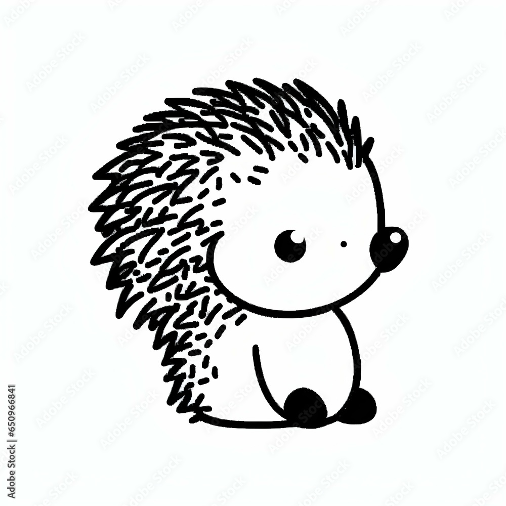 Simple outline of a baby hedgehog kids cartoon minimalist black on white lineart 2d flat file silhouette clipart uninterrupted outline as in an svg perfect outline corners make it an outline svg and 