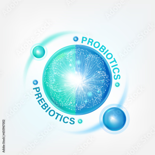 Prebiotic Foods Good Bacteria Vector illustration. 