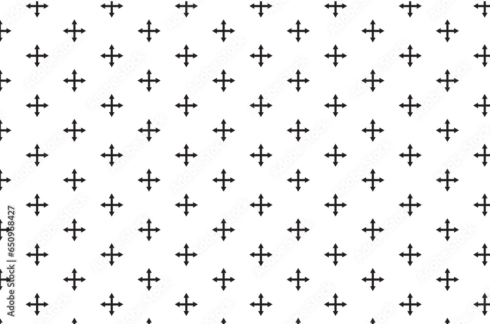 Digital png illustration of crosses made of arrows repeated on transparent background