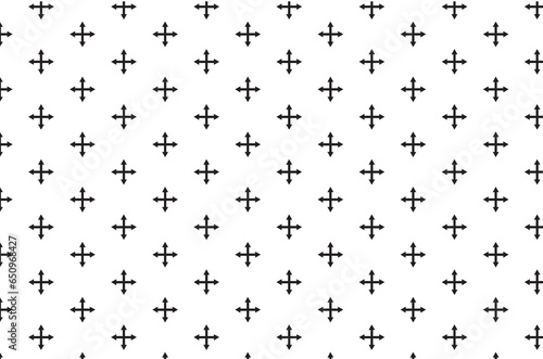 Digital png illustration of crosses made of arrows repeated on transparent background