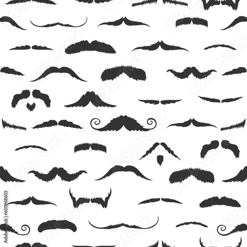 Digital png illustration of black diverse mustache symbols on transparent background