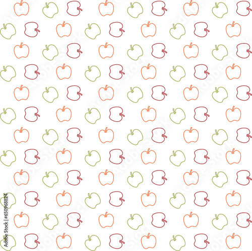 Digital png illustration of colourful pattern of repeated apples on transparent background