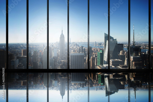 Digital png photo of cityscape with skyscrapers on transparent background