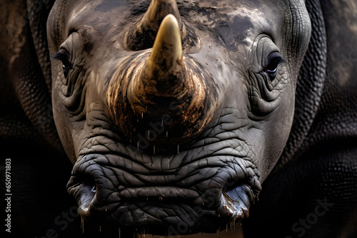 AI Generated, Rhinos are at serious risk of extinction. from hunting for the rhino horn trade