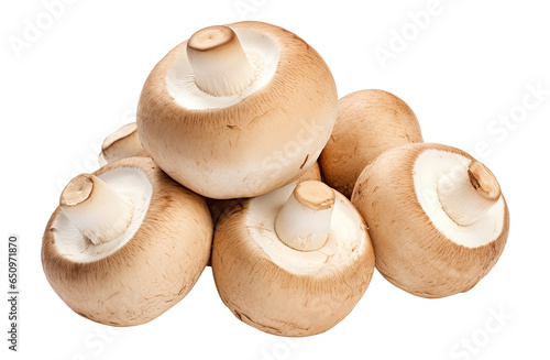 Pile of champignons isolated on transparent background