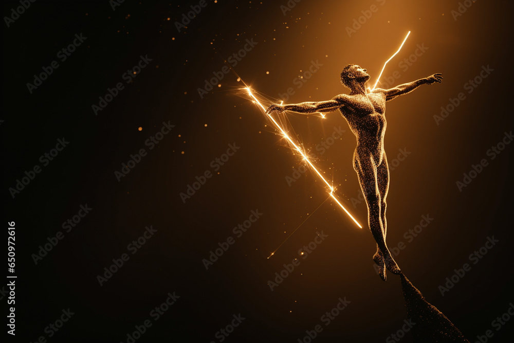 Human Figur Holding Arrow Moving In Up Human Figur Holding Arrow Moving In Up