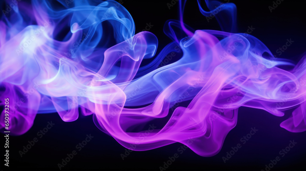 Fototapeta premium Purple and blue smoke on black background