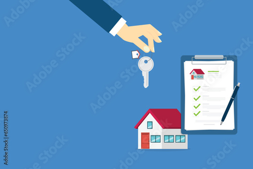 House contract . Buy or rent . Real estate document, mortgage documents. Vector illustration