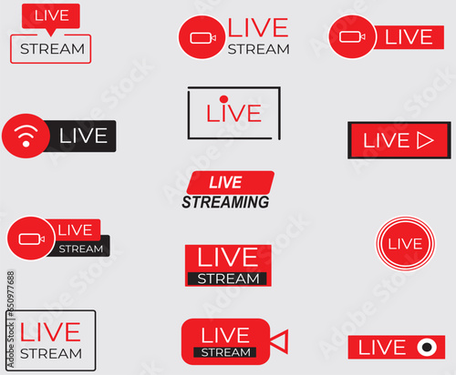 12 Live streaming icon set