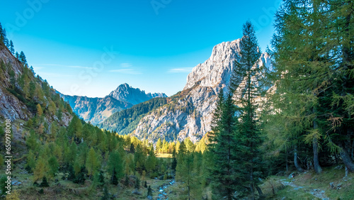 The Carnic Alps in a colorful autumn day