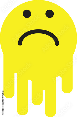  Melting sad, Dripping sad icon in yellow color.