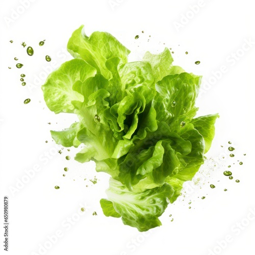 Lettuce floating isolated on a white background