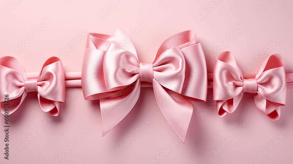 Elegant line of pink ribbons artistically tied into bows, perfect for Valentine's Day designs. Elegant line of pink ribbons artistically tied into bows, perfect for Valentine's Day designs.