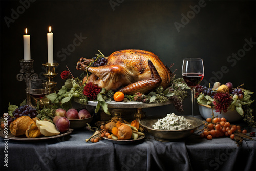 Thanksgiving Fülle: Ein reich gedeckter Tisch voller herbstlicher Gaumenfreuden und Gemeinschaft