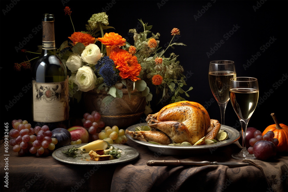 Thanksgiving Fülle: Ein reich gedeckter Tisch voller herbstlicher Gaumenfreuden und Gemeinschaft