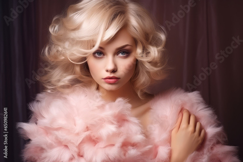 charming blonde young model woman fashionable dress