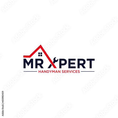 Mr Expert Home House Repair Build Handyman Logo Design Vector Template