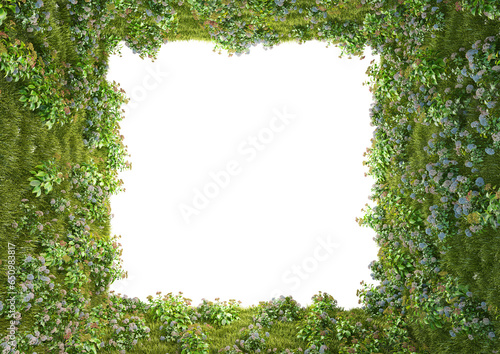 Multicolored flower garden tunnel on transparent background