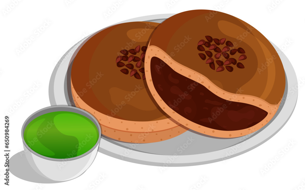 Sweet Japanese Red Bean Buns Served with Sencha Leaf Green Tea Sweet Japanese Red Bean Buns Served with Sencha Leaf Green Tea