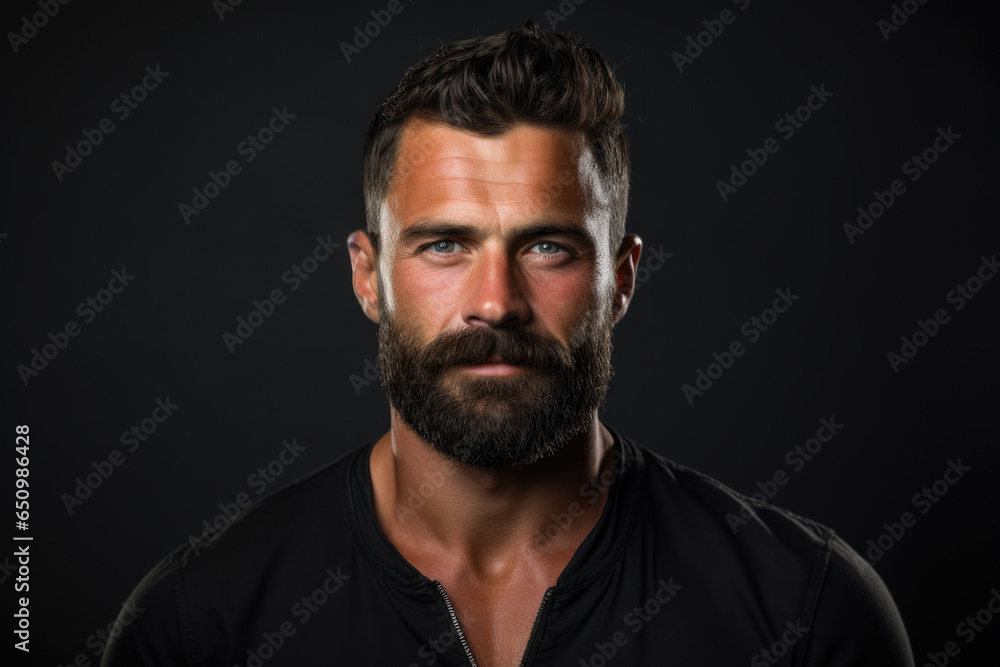 Picture of man with beard wearing black shirt. This image can be used for various purposes. Picture of man with beard wearing black shirt. This image can be used for various purposes.