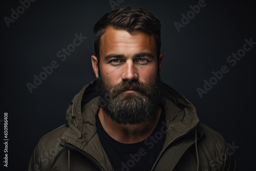 Picture of man with beard wearing jacket. Suitable for various applications.