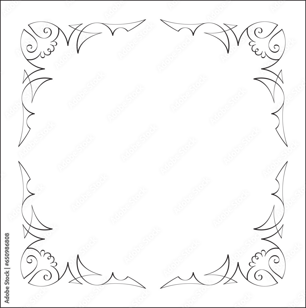 Elegant black and white ornamental frame, decorative border, corners for greeting cards, banners, business cards, invitations, menus. Isolated vector illustration. Elegant black and white ornamental frame, decorative border, corners for greeting cards, banners, business cards, invitations, menus. Isolated vector illustration.