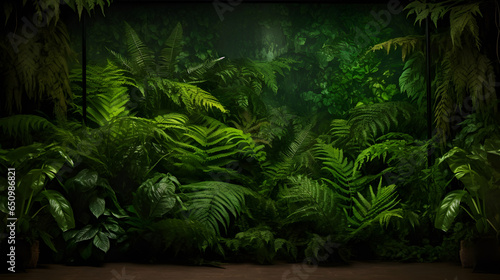 Create a lush and immersive background filled with green ferns.