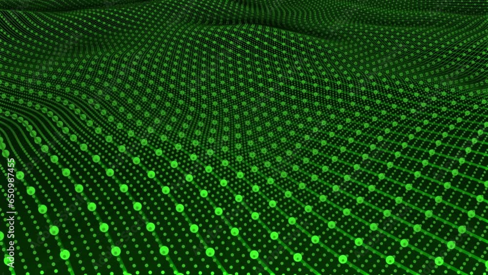 Looping background with abstract digital green waves made of hi-tech grid and particles, 4k , 60 fps Looping background with abstract digital green waves made of hi-tech grid and particles, 4k , 60 fps