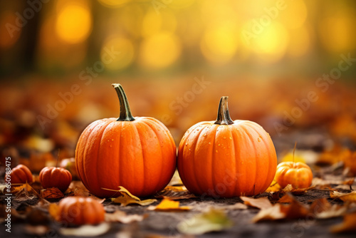 pumpkins and leaves © mical
