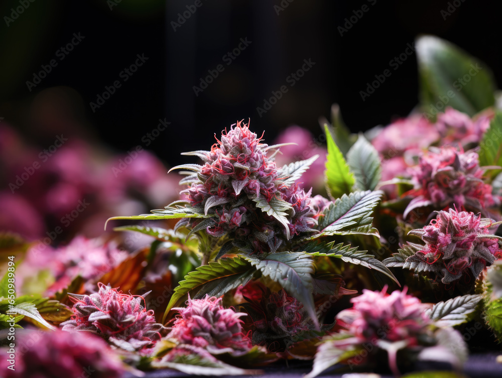 Φωτογραφία A close-up product photo accentuates the captivating details of a cannabis bud,