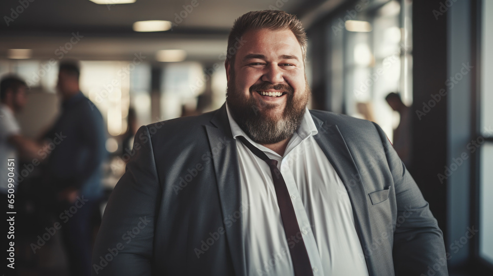 Obraz premium The Businessman manager plus size enjoying at work