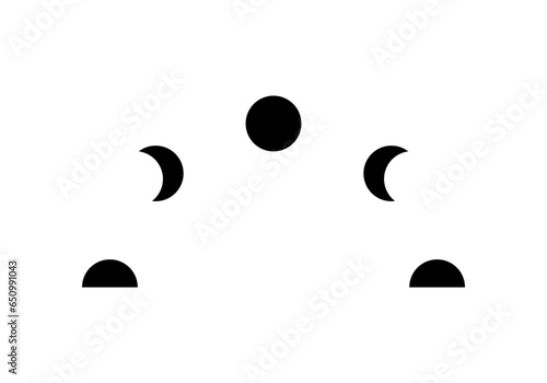 Black curve moon different phases or lunar phase waxing and waning flat vector icon design