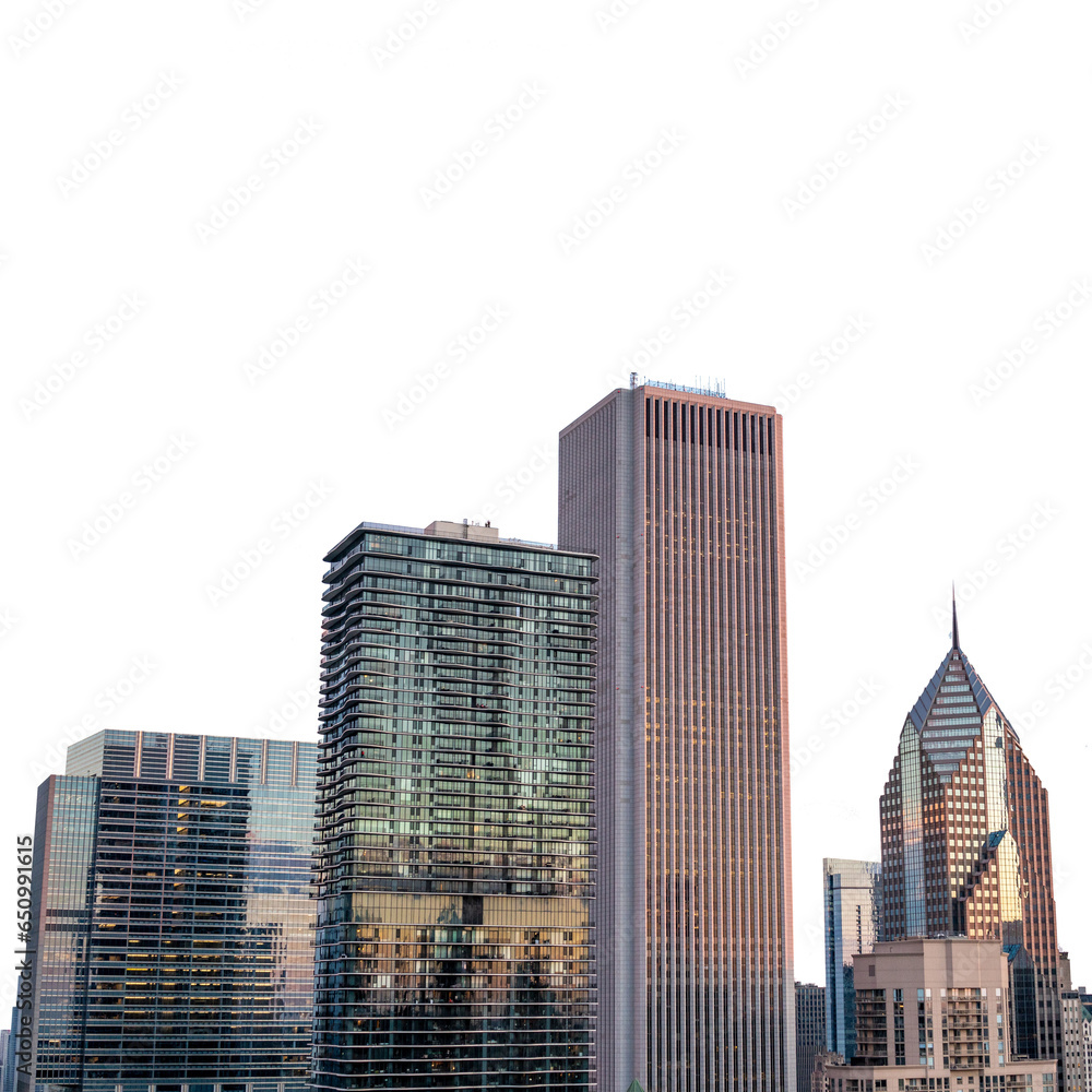 city skyscrapers Chicago USA transparent background