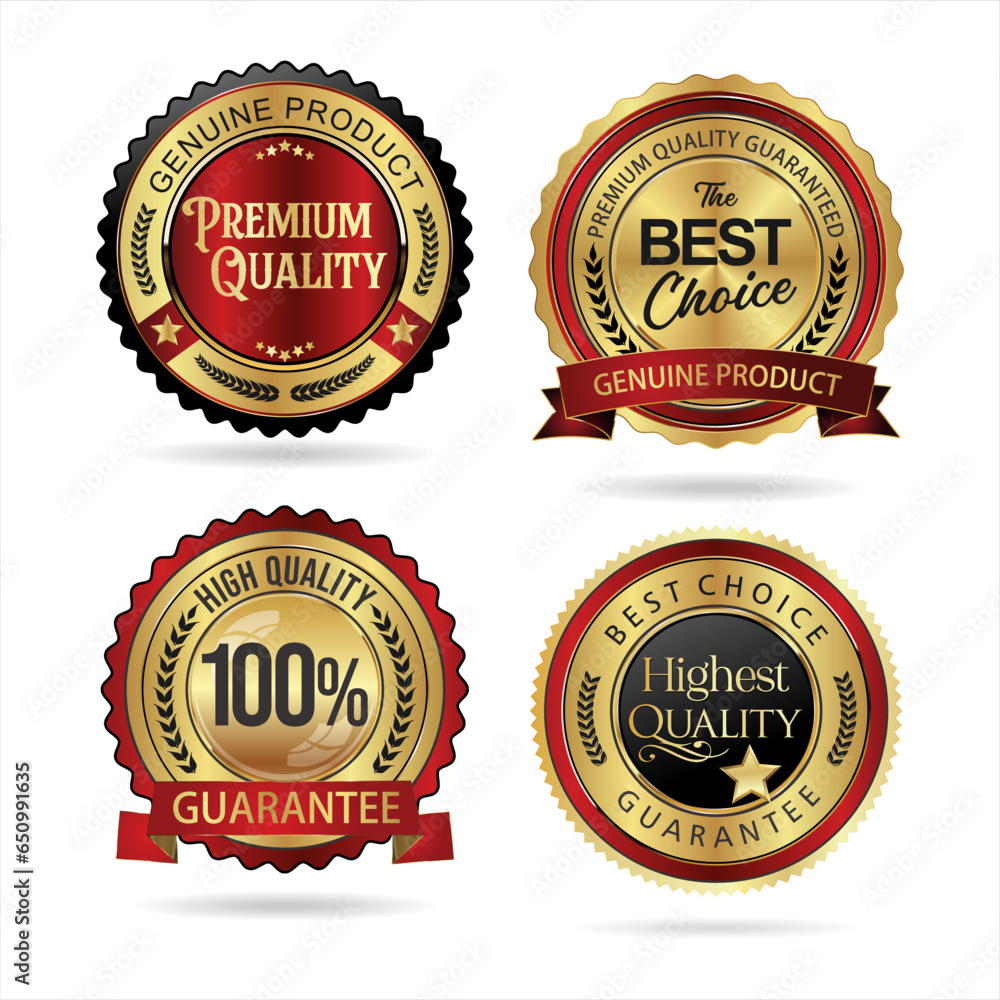 Premium quality gold black and red badge collection Premium quality gold black and red badge collection