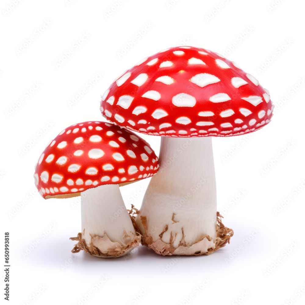 Obraz premium Fly agaric mushrooms isolated on a white background