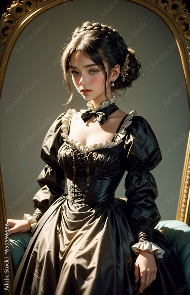 Historical of the Victorian era. Portrait of an elegant woman in ...