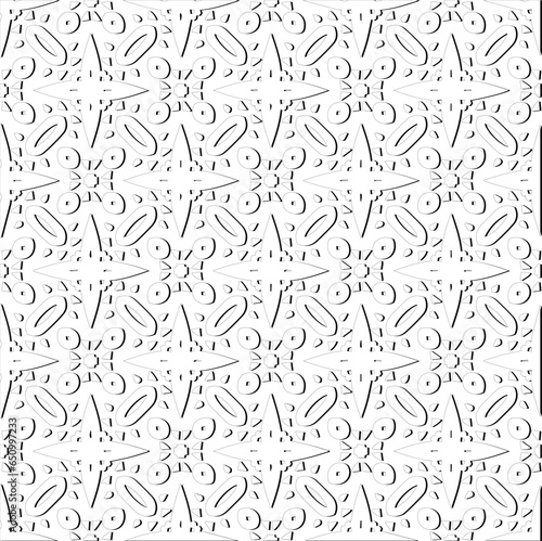 Abstract background with figures from lines. Black and white texture for web page, textures, card, poster, fabric, textile. Monochrome pattern. Repeating design.