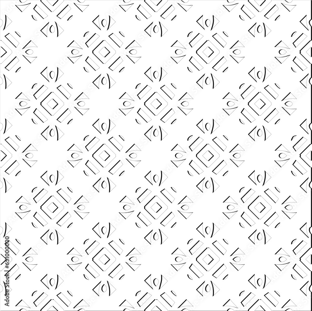 Abstract background with figures from lines. Black and white texture for web page, textures, card, poster, fabric, textile. Monochrome pattern. Repeating design. Abstract background with figures from lines. Black and white texture for web page, textures, card, poster, fabric, textile. Monochrome pattern. Repeating design.
