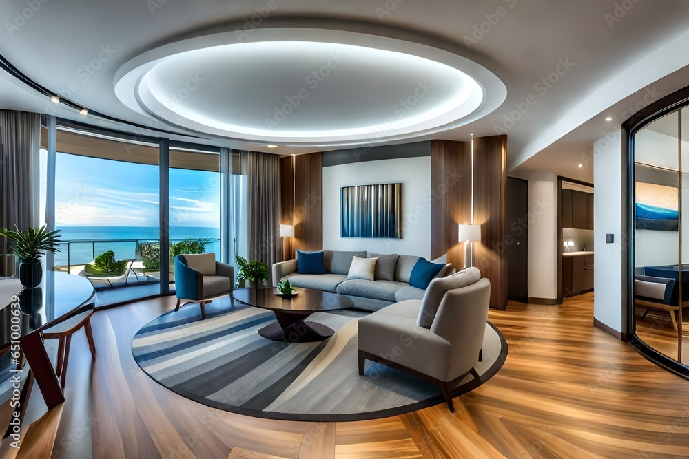 batumi, Georgia - May 15 2023: Full spherical seamless hdr panorama 360 degrees view in interior of modern flat apartment generated AI batumi, Georgia - May 15 2023: Full spherical seamless hdr panorama 360 degrees view in interior of modern flat apartment generated AI