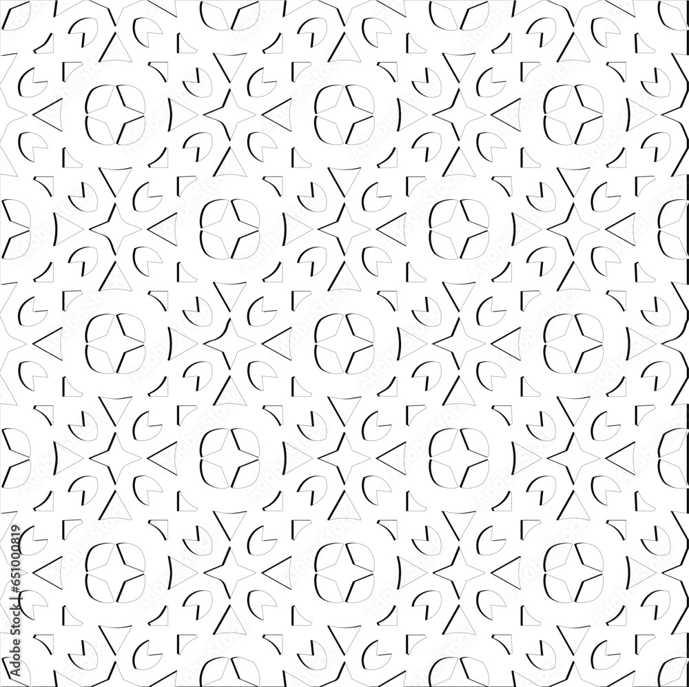 Abstract background with figures from lines. Black and white texture for web page, textures, card, poster, fabric, textile. Monochrome pattern. Repeating design. Abstract background with figures from lines. Black and white texture for web page, textures, card, poster, fabric, textile. Monochrome pattern. Repeating design.