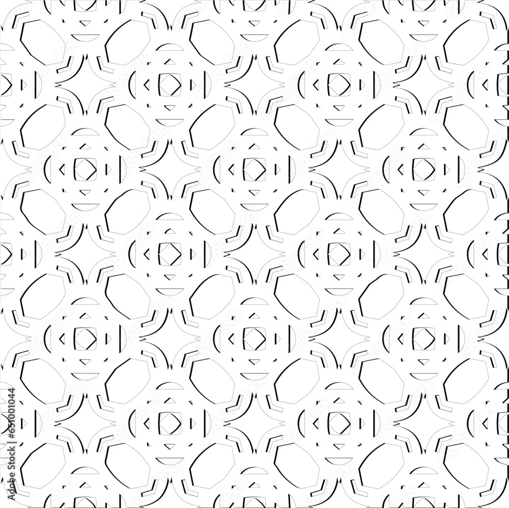 Abstract background with figures from lines. Black and white texture for web page, textures, card, poster, fabric, textile. Monochrome pattern. Repeating design. Abstract background with figures from lines. Black and white texture for web page, textures, card, poster, fabric, textile. Monochrome pattern. Repeating design.
