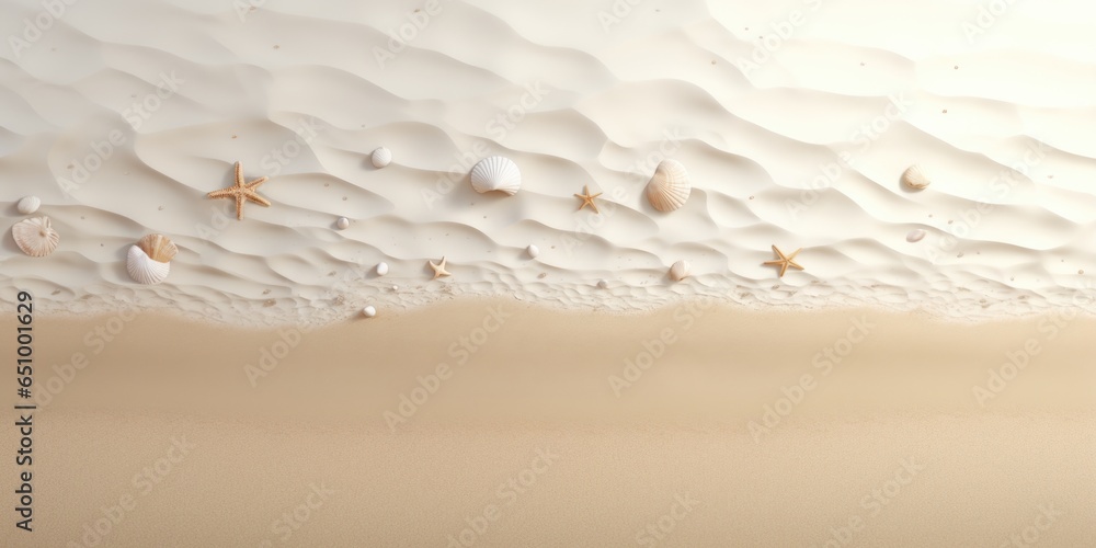 Obraz premium Aerial view of beautiful tropical beach with white sand and sea shells.