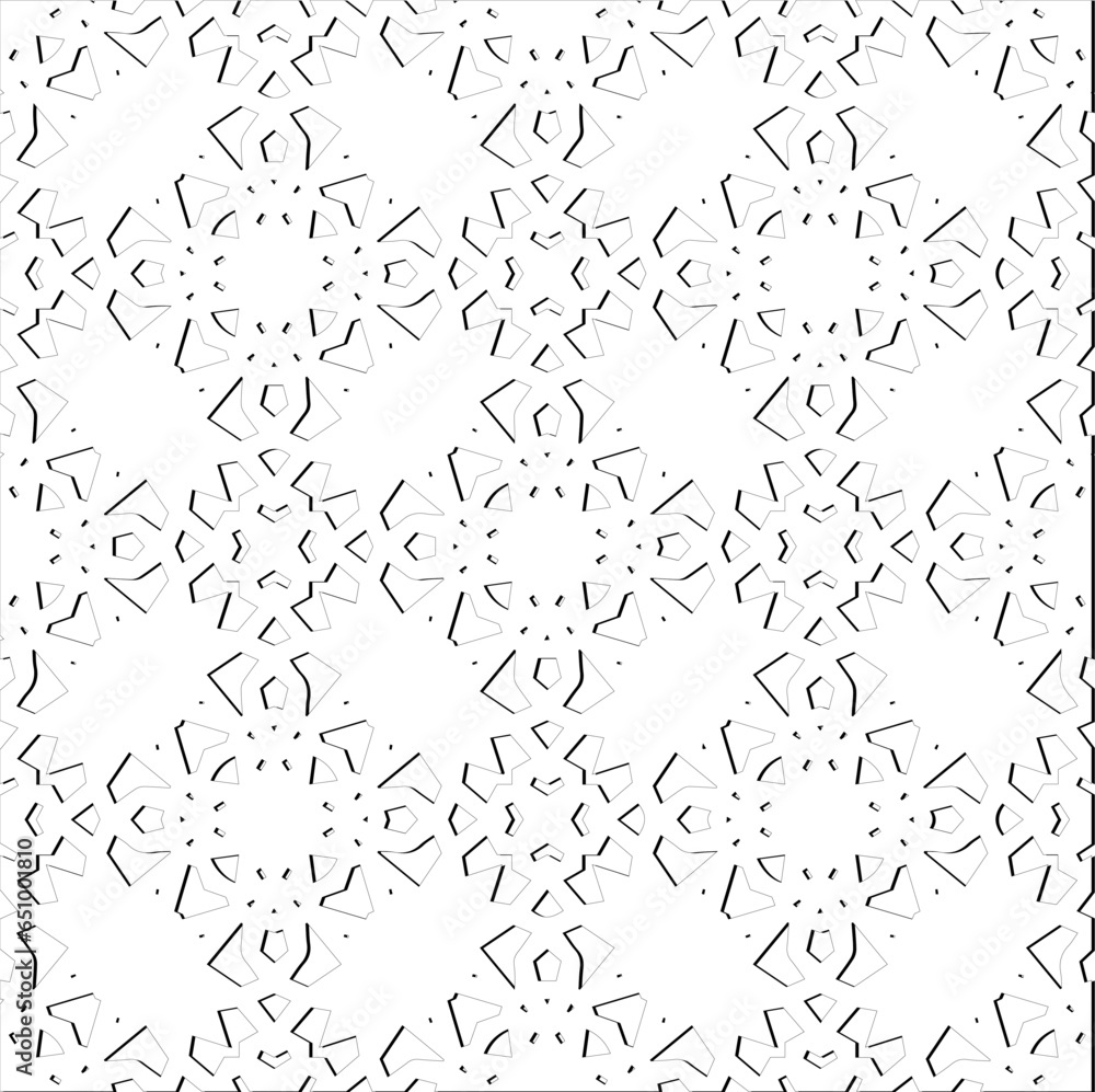 Abstract background with figures from lines. Black and white texture for web page, textures, card, poster, fabric, textile. Monochrome pattern. Repeating design. Abstract background with figures from lines. Black and white texture for web page, textures, card, poster, fabric, textile. Monochrome pattern. Repeating design.