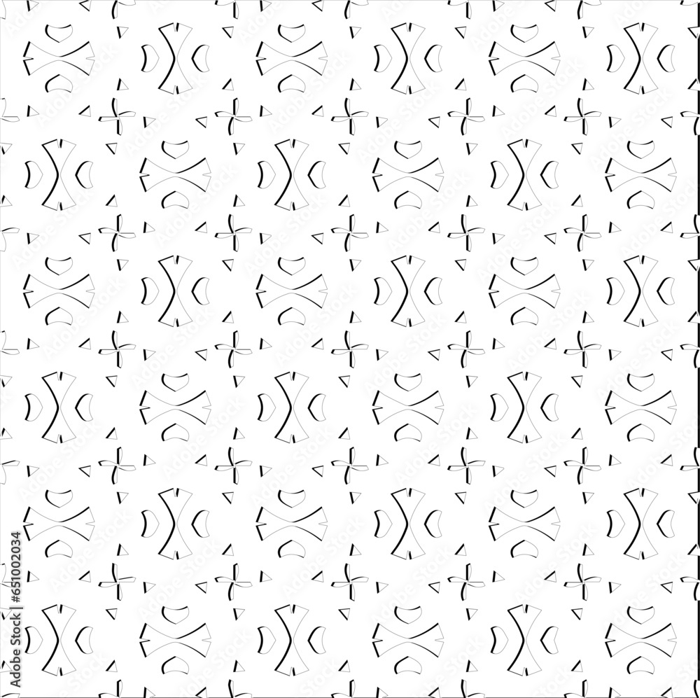 Abstract  background with figures from lines. Black and white texture for web page, textures, card, poster, fabric, textile. Monochrome pattern. Repeating design.