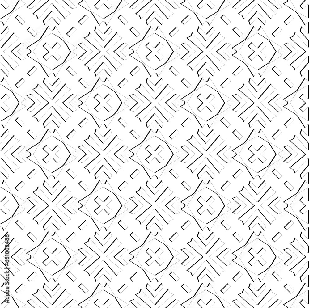 Abstract background with figures from lines. Black and white texture for web page, textures, card, poster, fabric, textile. Monochrome pattern. Repeating design. Abstract background with figures from lines. Black and white texture for web page, textures, card, poster, fabric, textile. Monochrome pattern. Repeating design.