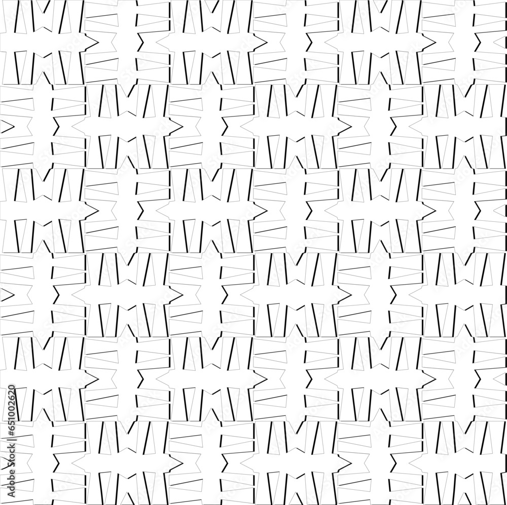 Abstract background with figures from lines. Black and white texture for web page, textures, card, poster, fabric, textile. Monochrome pattern. Repeating design. Abstract background with figures from lines. Black and white texture for web page, textures, card, poster, fabric, textile. Monochrome pattern. Repeating design.