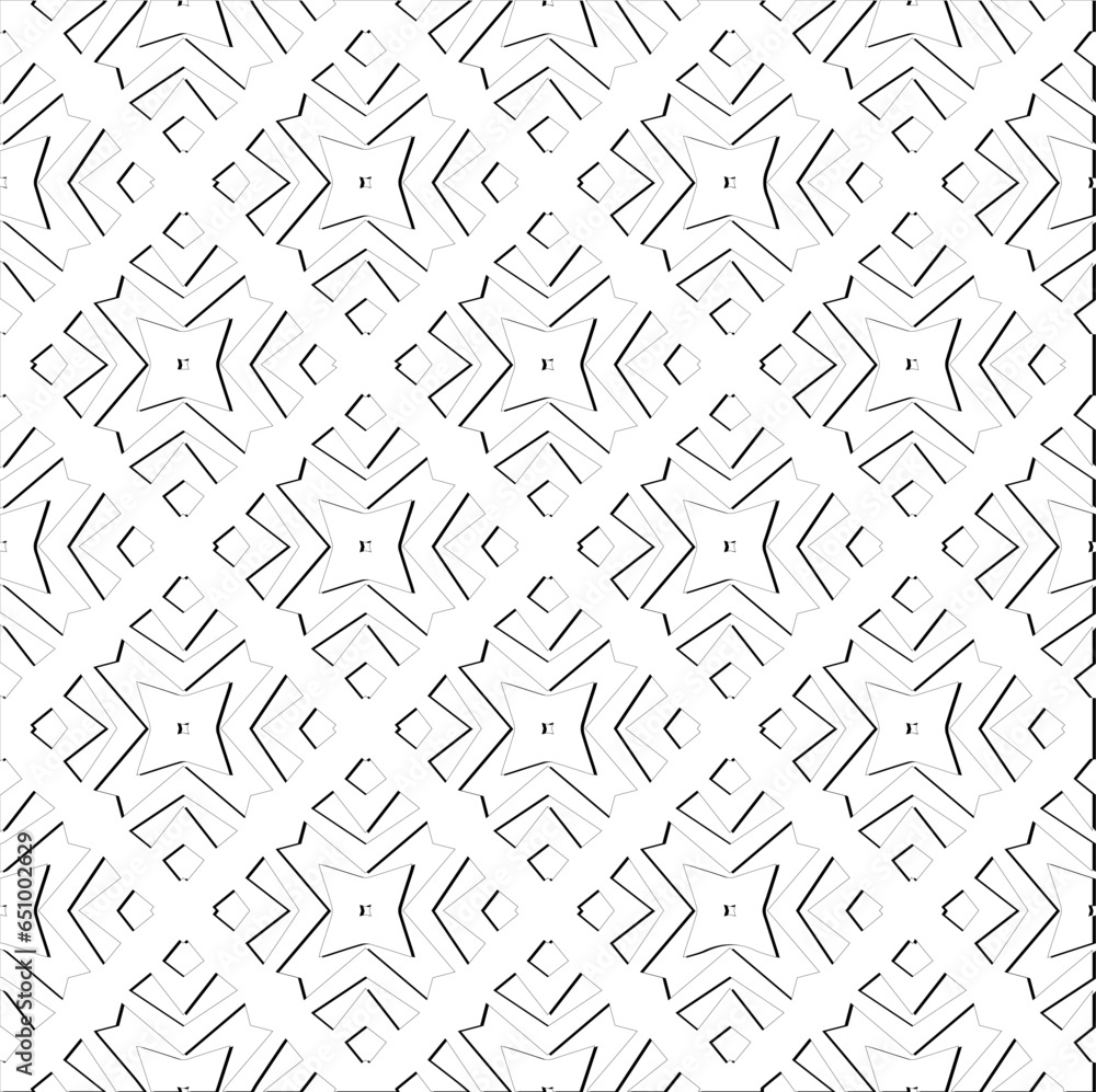 Abstract background with figures from lines. Black and white texture for web page, textures, card, poster, fabric, textile. Monochrome pattern. Repeating design. Abstract background with figures from lines. Black and white texture for web page, textures, card, poster, fabric, textile. Monochrome pattern. Repeating design.