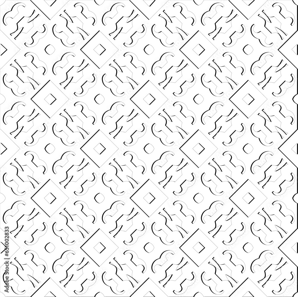 Abstract background with figures from lines. Black and white texture for web page, textures, card, poster, fabric, textile. Monochrome pattern. Repeating design. Abstract background with figures from lines. Black and white texture for web page, textures, card, poster, fabric, textile. Monochrome pattern. Repeating design.