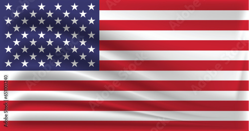 realistic waving USA Flag vector background